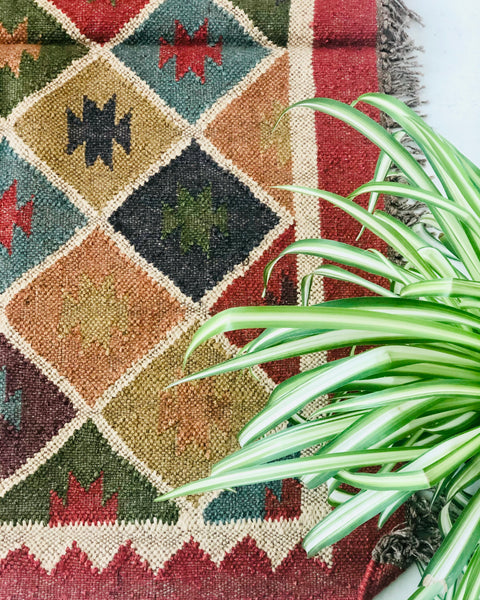 Red Kilim Rug 4x6 ft