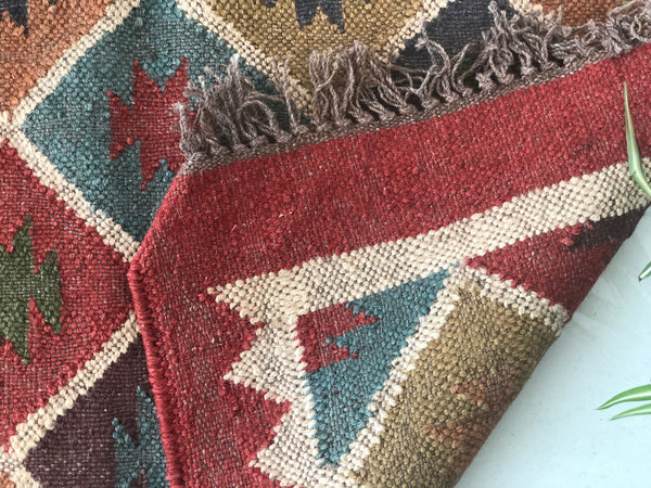 Red Kilim Rug 4x6 ft