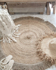 Sustainable Round Jute rug for high traffic areas like living room or outdoor porch by Ornate Handicrafts