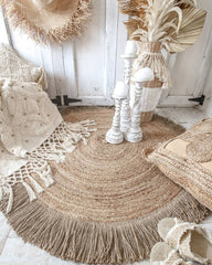 Artisan made Round Braided Jute Rug for organic modern homes by Ornate handicrafts