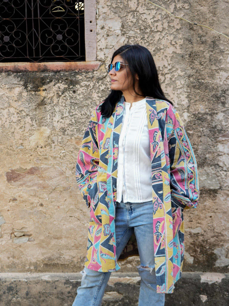 Multi color Vintage Kantha jacket – Ornate Handicrafts