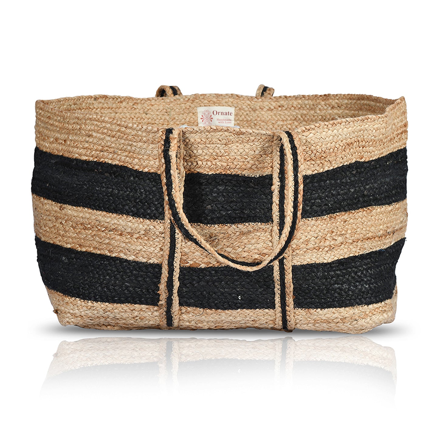 XL Woven Stripes Jute Laundry Basket Rectangle