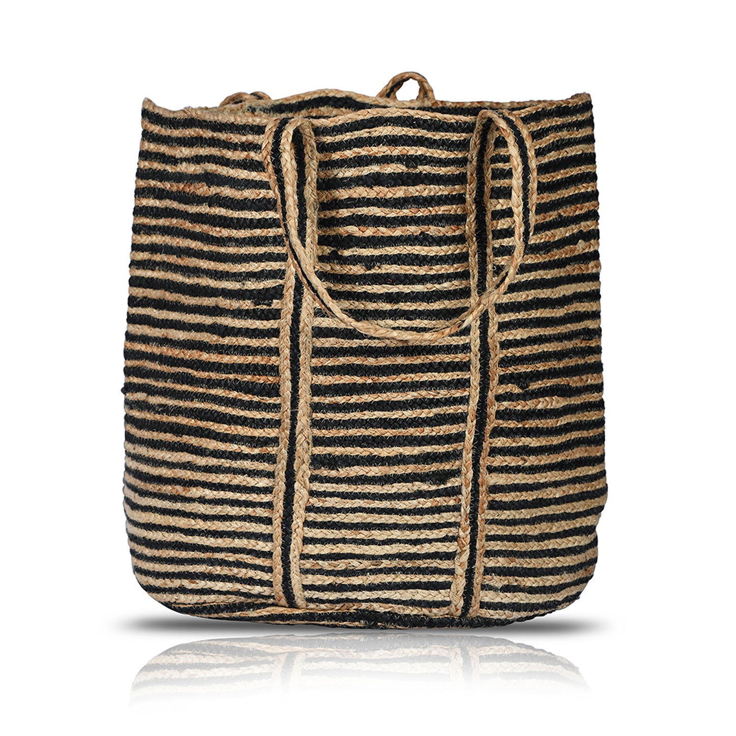 Large Stripes Jute Basket Round
