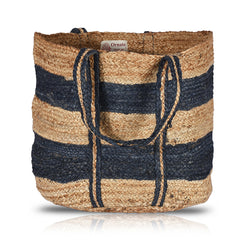 Stripes Jute Woven Laundry Basket(Round)