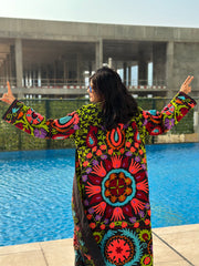 Black Embroidered Long Coat by Ornate Handicrafts