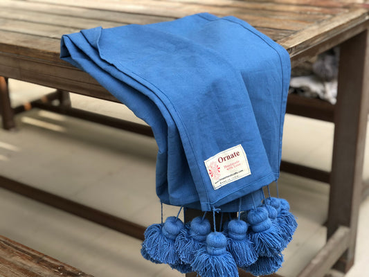 Woven Blue Throw  Blanket