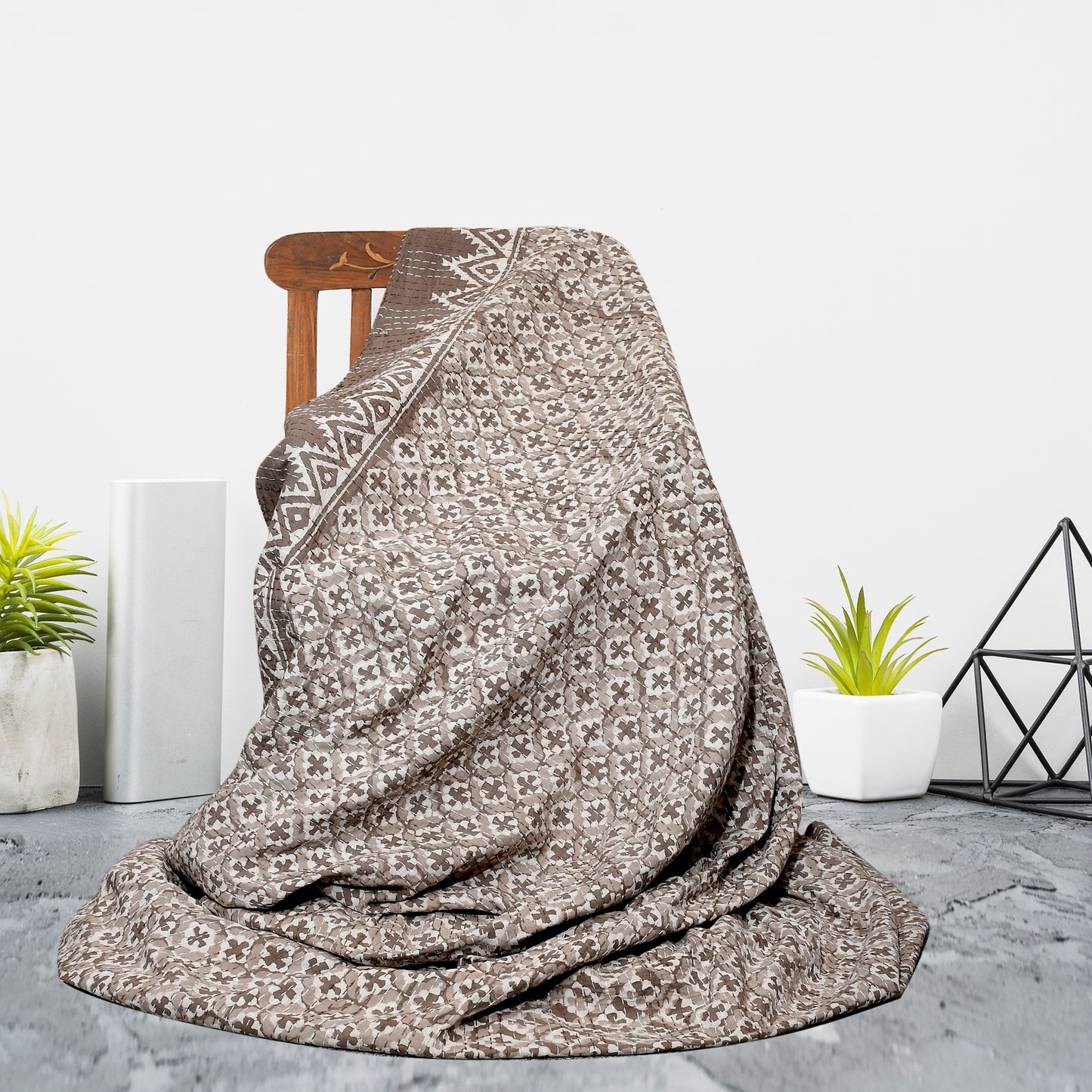 Brown Diamond Kantha Quilt