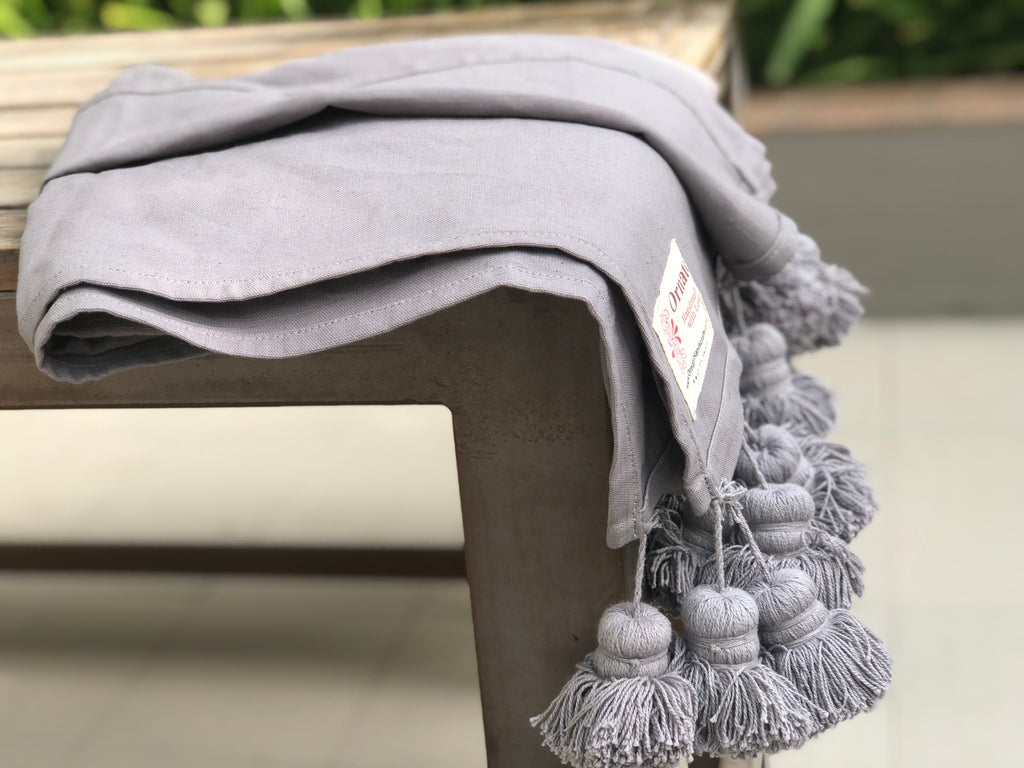 Woven Grey Throw  Blanket