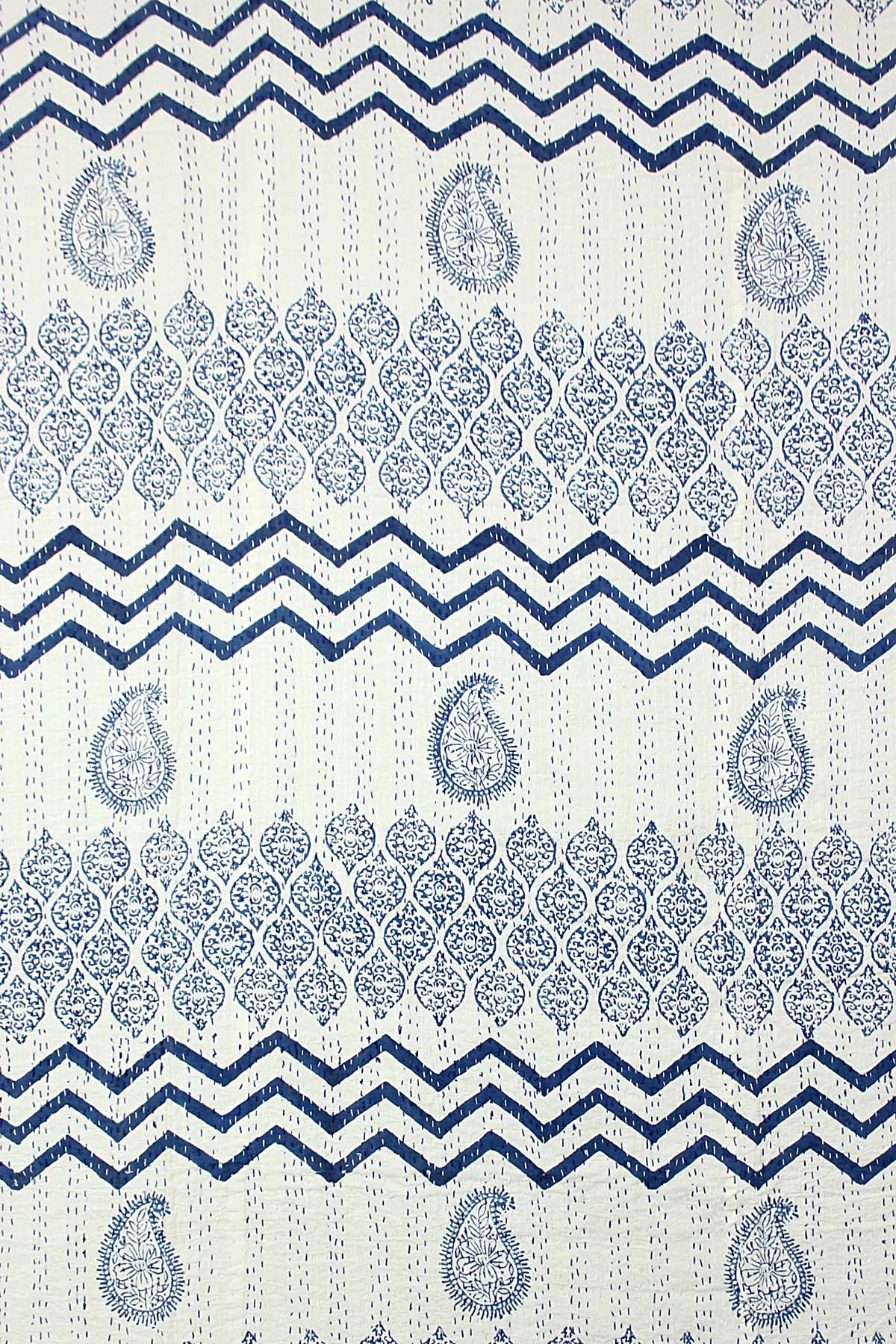 Hand Stitched Kantha Quilt with block printed motifs by Ornate Handicrafts