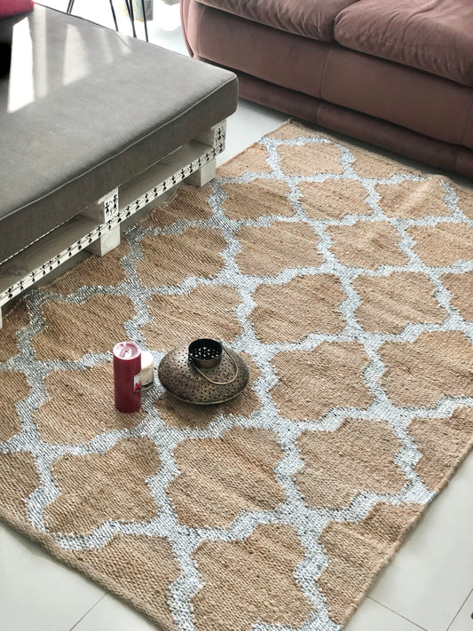 Jute Silver Lattice Rug 4x6 feet