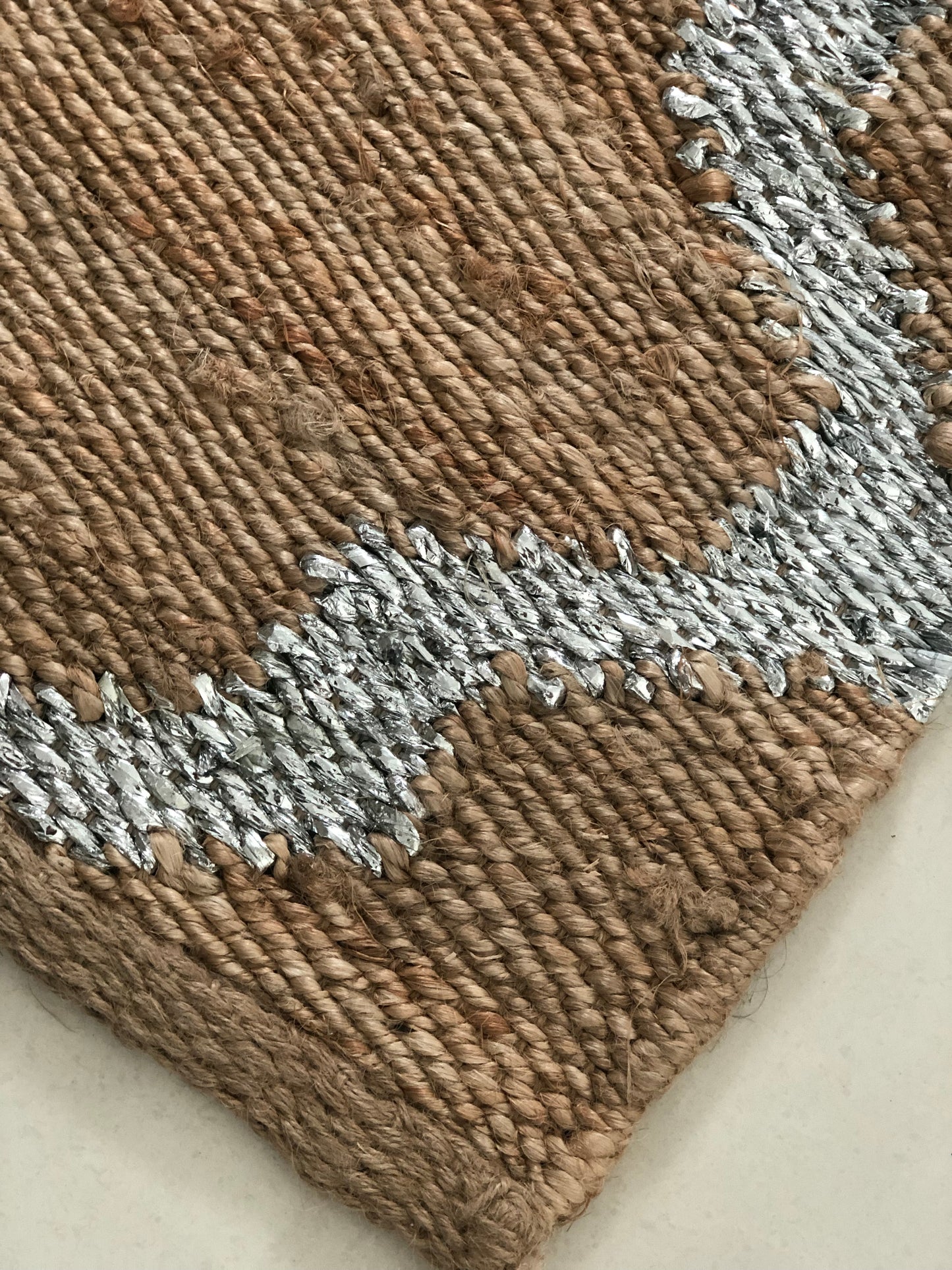 Jute Silver Lattice Rug 4x6 feet