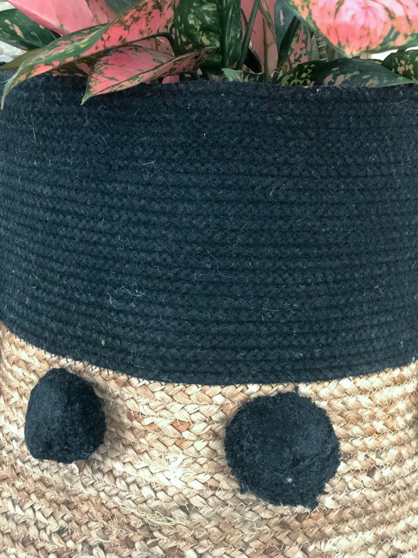 Black woven Jute basket