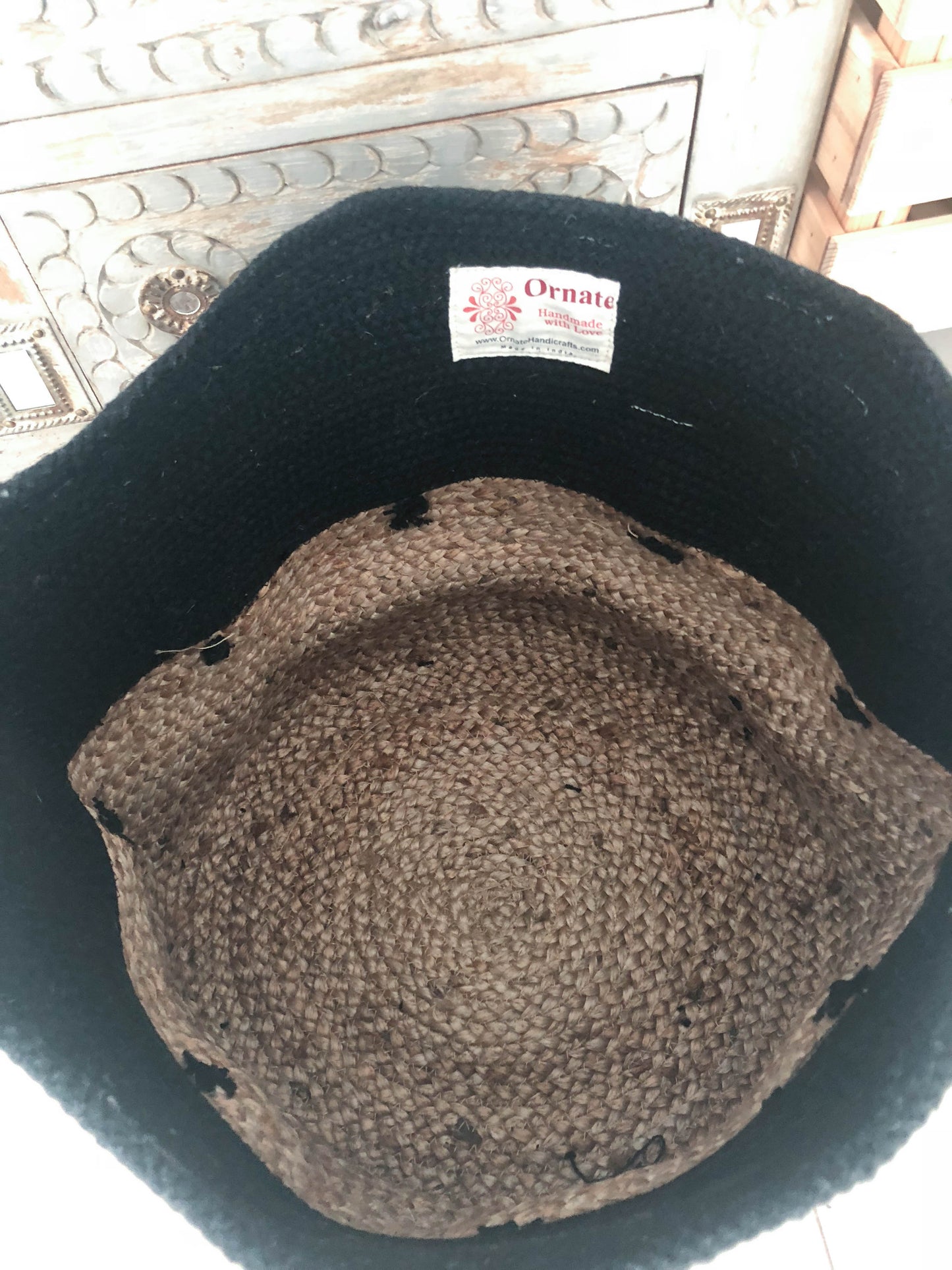Black woven Jute basket