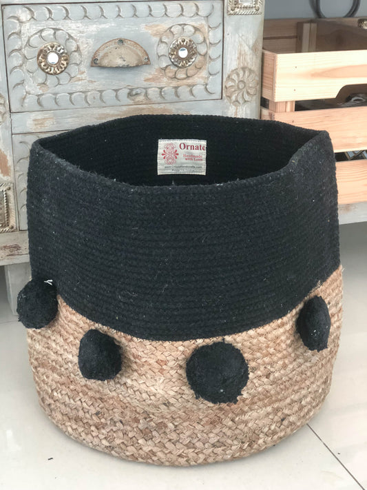 Black woven Jute basket