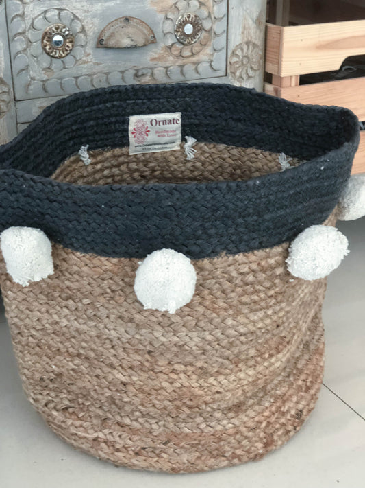 Grey woven Jute basket
