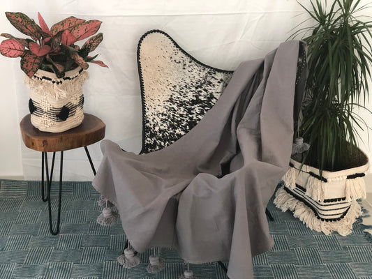 Woven Grey Throw  Blanket