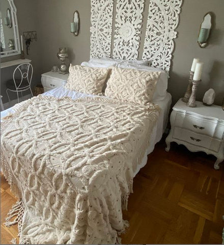 Moroccan wedding Blanket for a boho chic bedroom look by Ornate Handicrafts