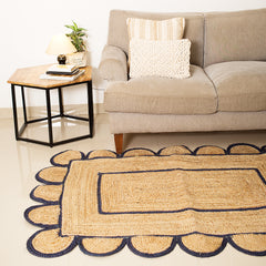 White Jute Scallop Rug