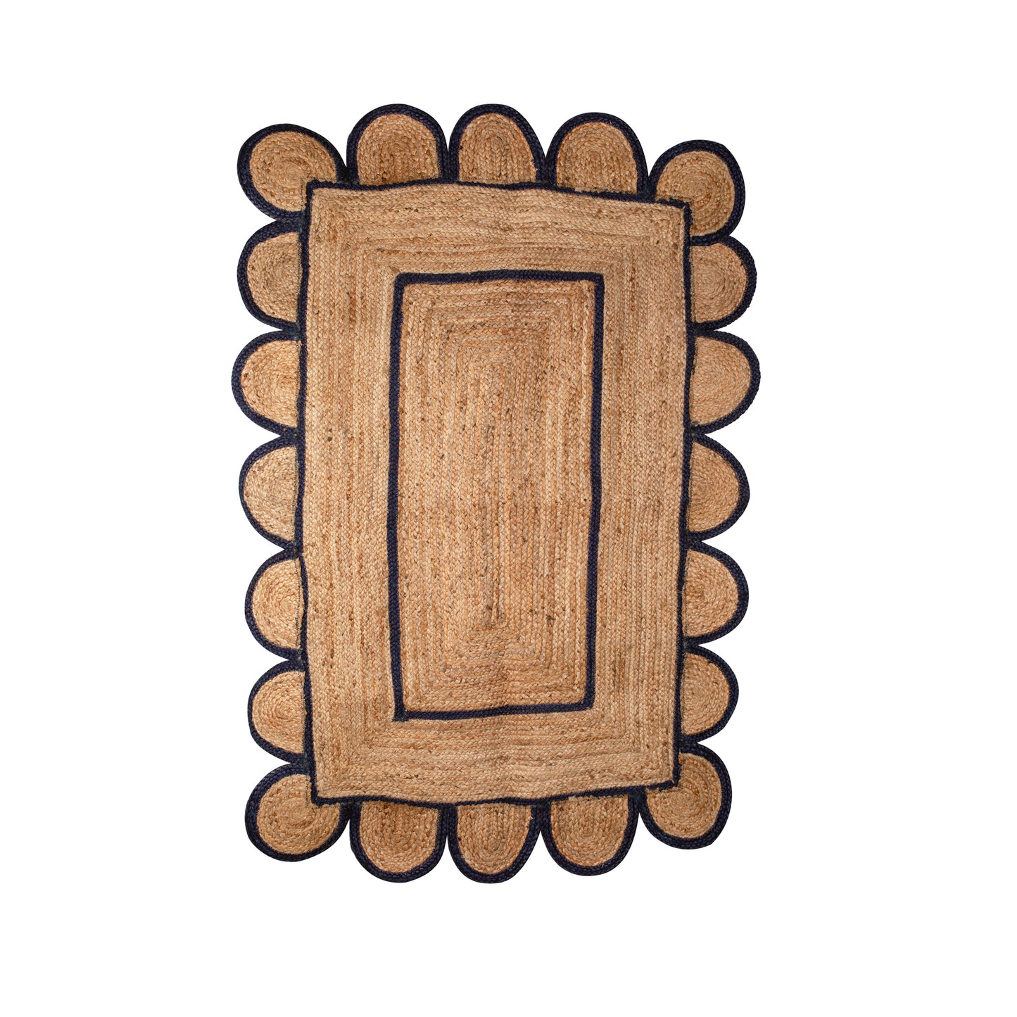 Navy Scallop Jute Rug by Ornate Handicrafts