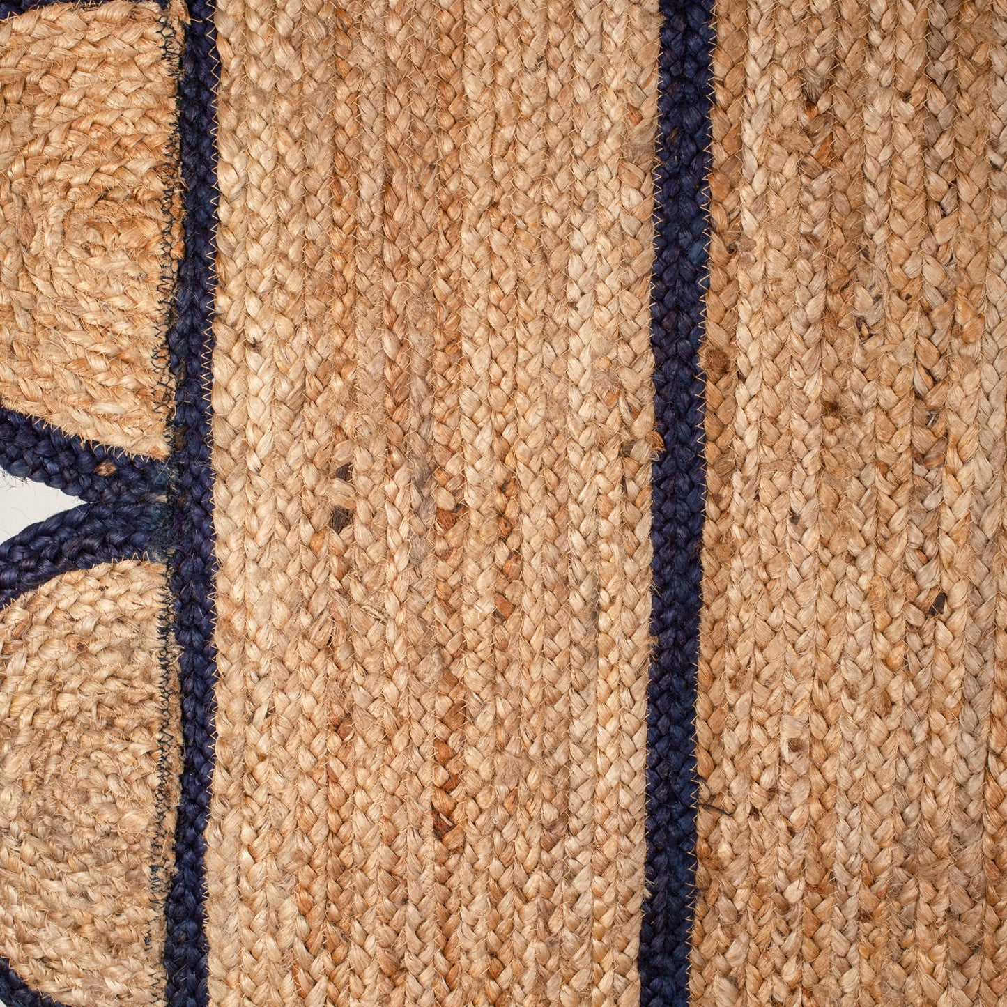 Navy Scallop Edge Braided Jute Rug by Ornate Handicrafts