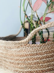Two Tone Jute basket artisan made by Ornate Handicrafts