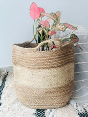 Two Tone Jute basket artisan made by Ornate Handicrafts