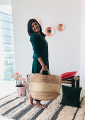 Two Tone Jute basket artisan made by Ornate Handicrafts