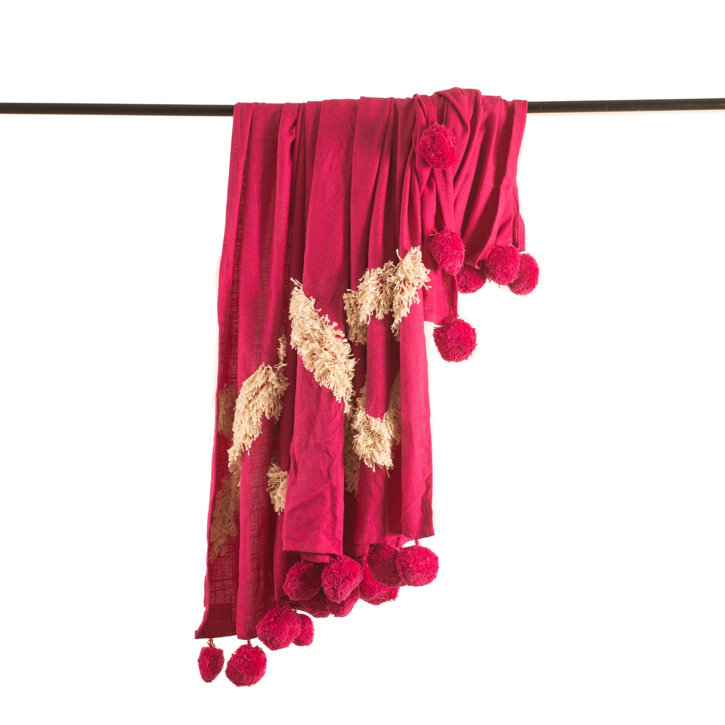 Pink Tufted Throw with Tassels