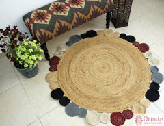 Ornate Handicrafts Jute round rug, Braided jute rug ,natural fiber rug, natural living decor ,accent rug ,round rug ,boho decor 