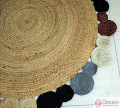 Ornate Handicrafts Jute round rug, Braided jute rug ,natural fiber rug, natural living decor ,accent rug ,round rug ,boho decor 