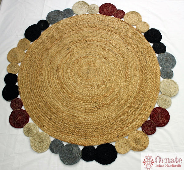 Ornate Handicrafts Jute round rug, Braided jute rug ,natural fiber rug, natural living decor ,accent rug ,round rug ,boho decor 