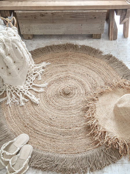 Round Jute Rug by Ornate Handicrafts is artisan made, ecofriendly & great for creating a natural boho decor.