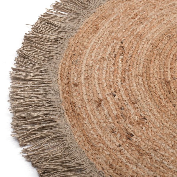 Round Jute Rug with Fringes