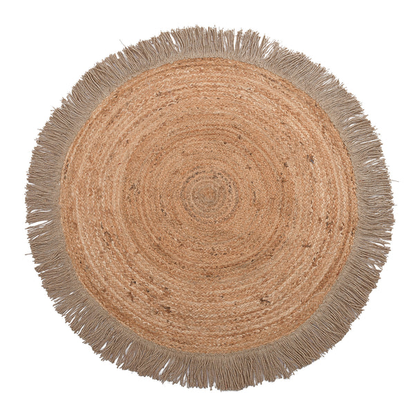Round Jute Rug with Fringes