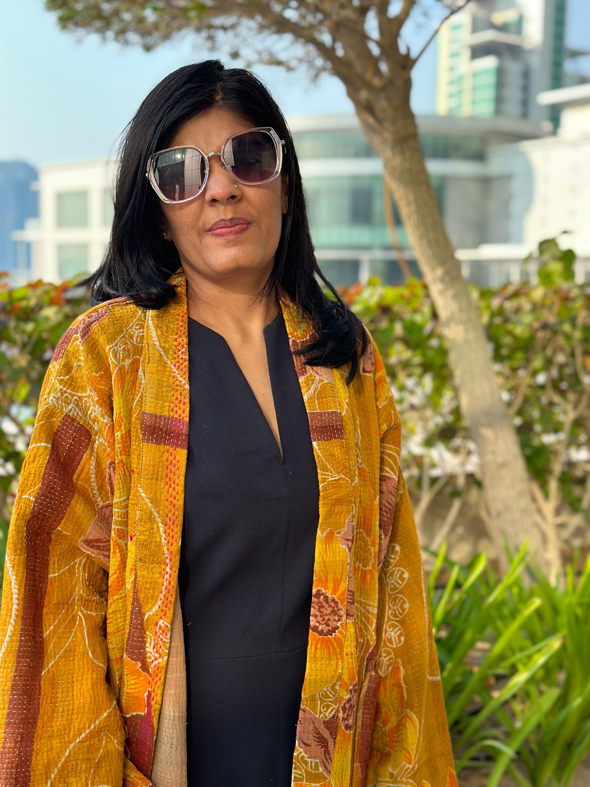 Vinatge  Mustard Kantha Jacket By Ornate Handicrafts