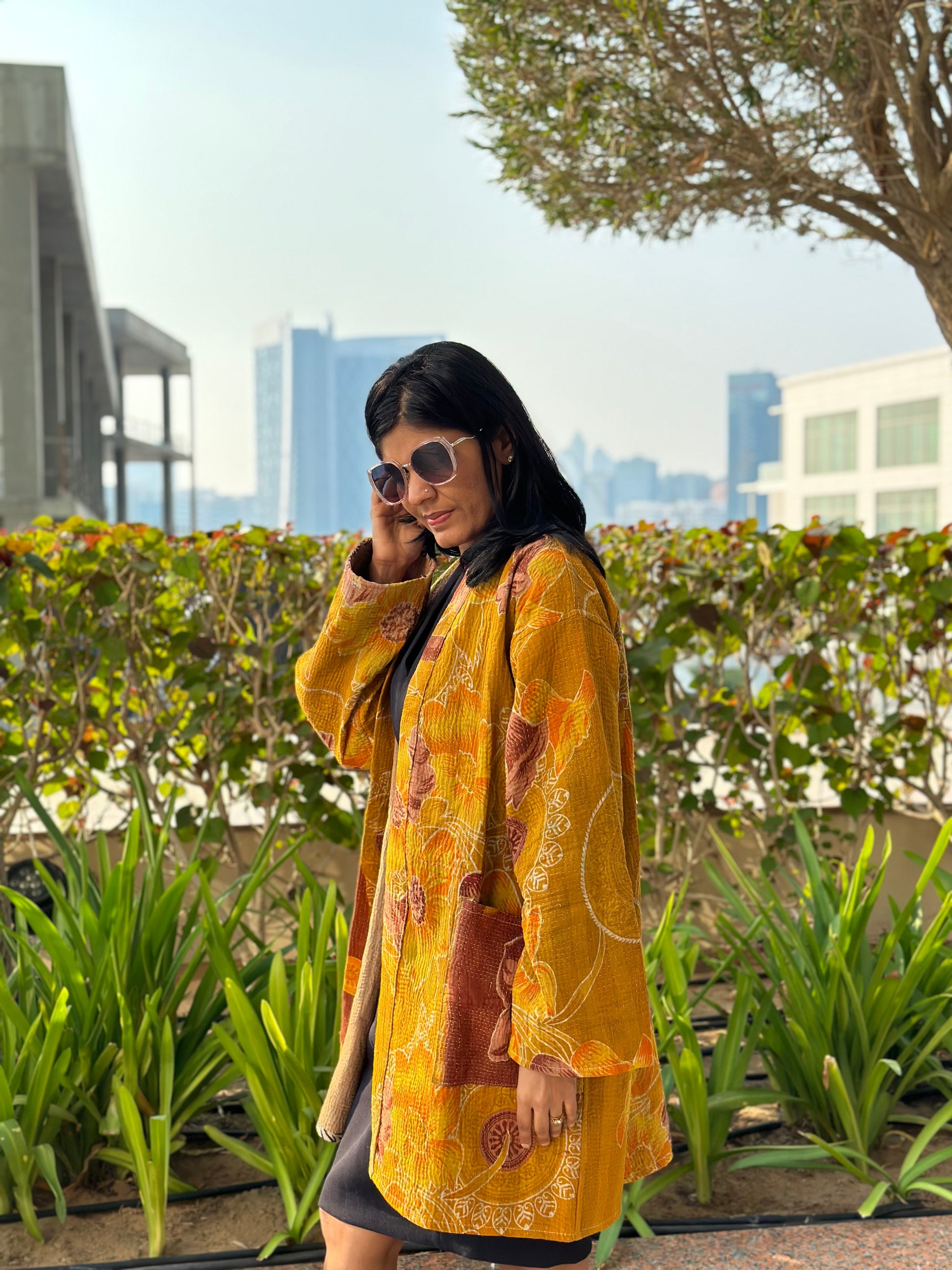 Vinatge  Mustard Kantha Jacket By Ornate Handicrafts