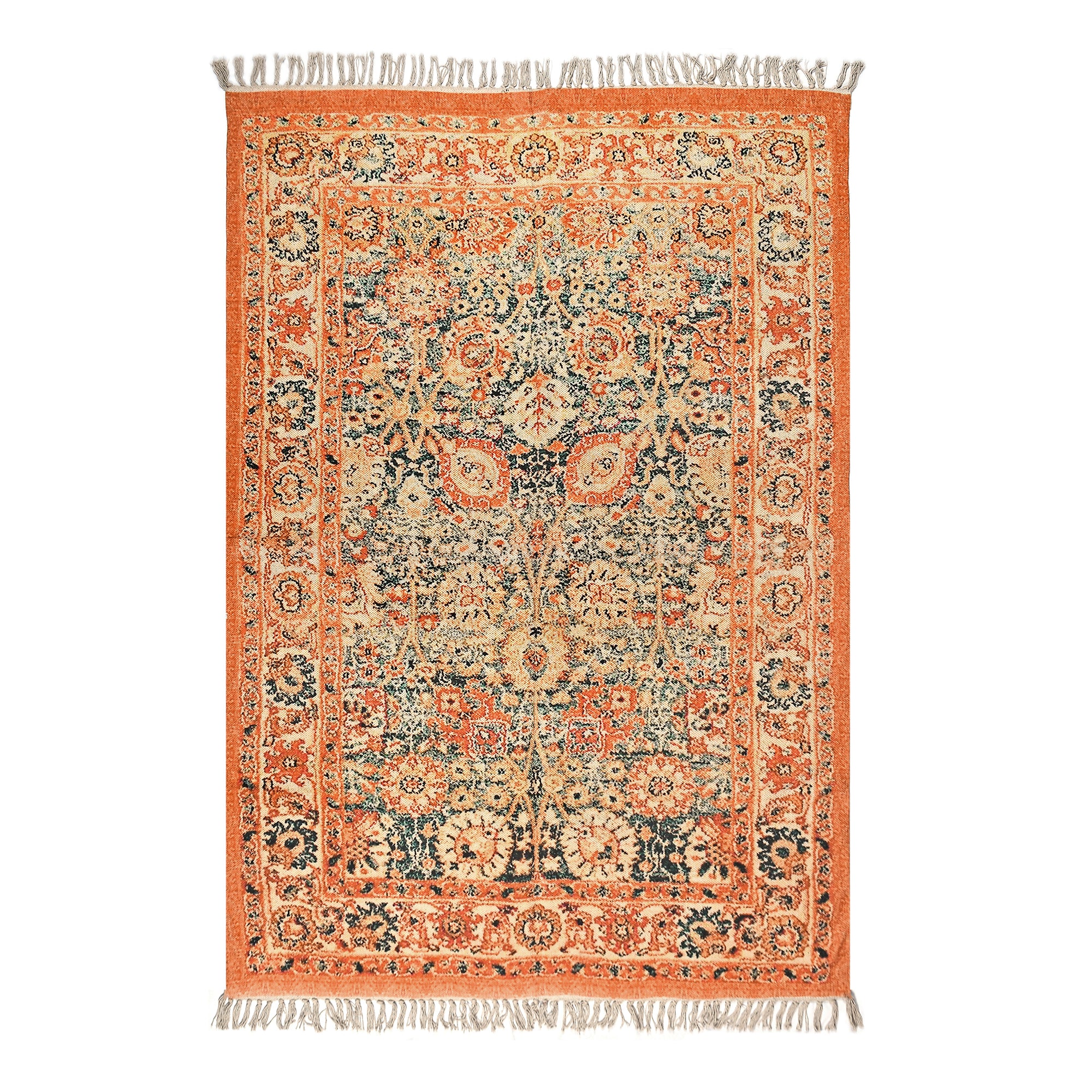87.5×179 “Orange Flamingo” ViNTAGE RUG 6x10.5 Ft, ORANGE, VINTAGE Rug, TURKISH Rug, Handmade
