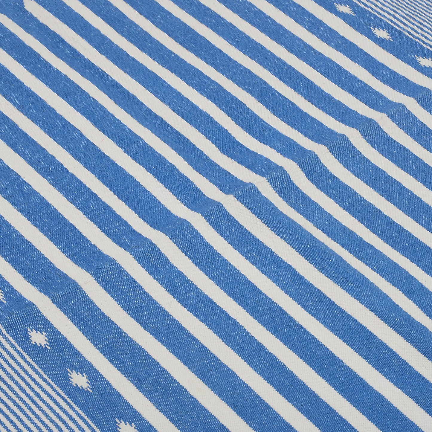 Indigo & White Geometric Hand-Loomed Artisan Rug