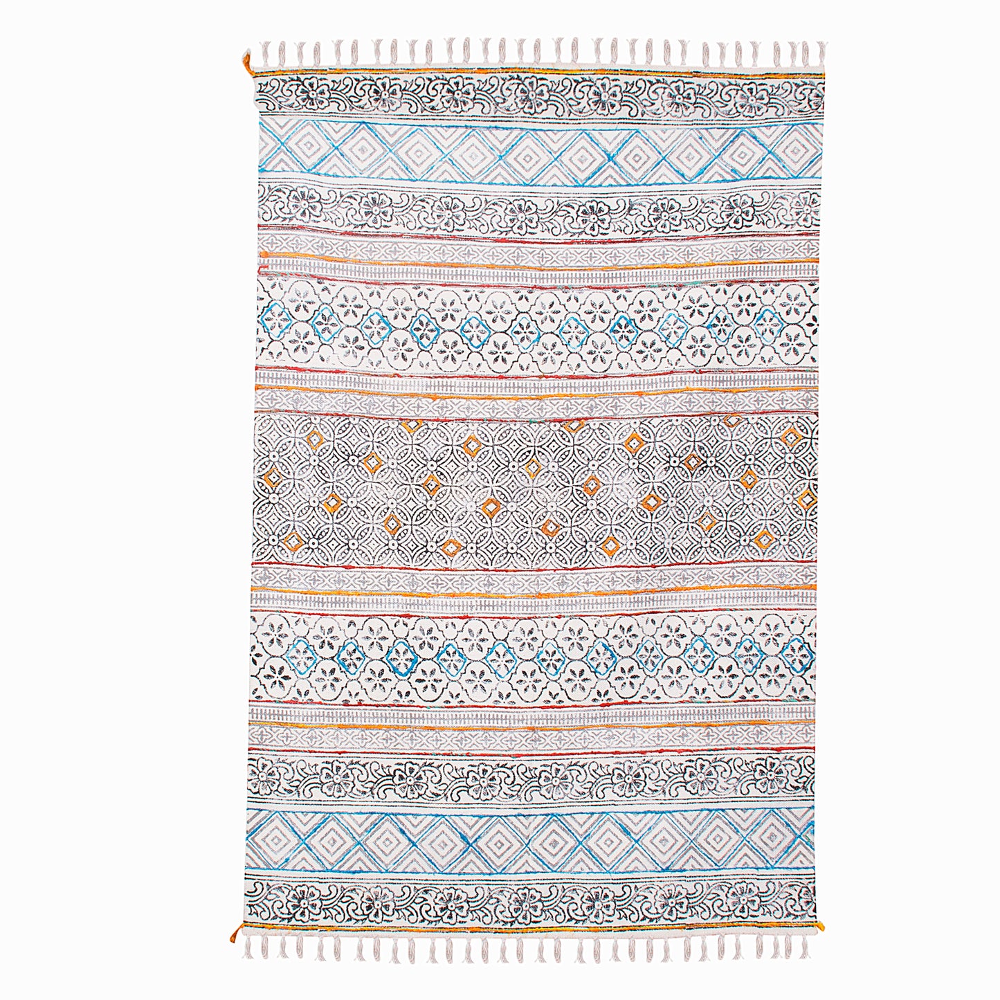 Cotton Bock Printed Dhurrie "Arya" (4x6 feet)
